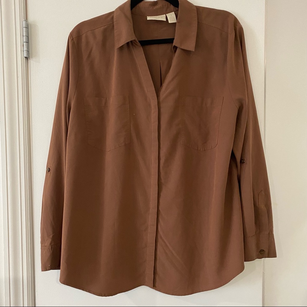 Vintage brown silk button down
